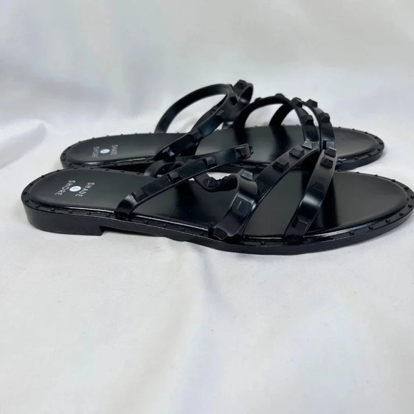 Shade & Shore Size 8 Sandals Studded Black Rubber - Picture 7 of 7